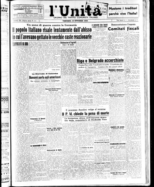 L'Unità : organo centrale del Partito comunista italiano